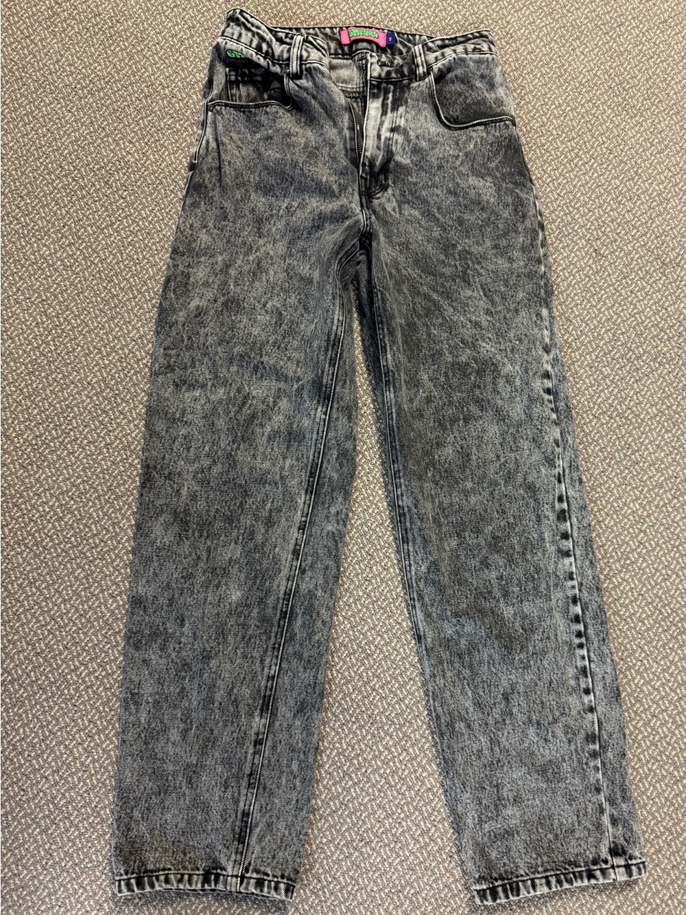 Empyre Tori Black Acid Wash Skate Jeans Size 2 Baggy Wide Leg Streetwear Y2K